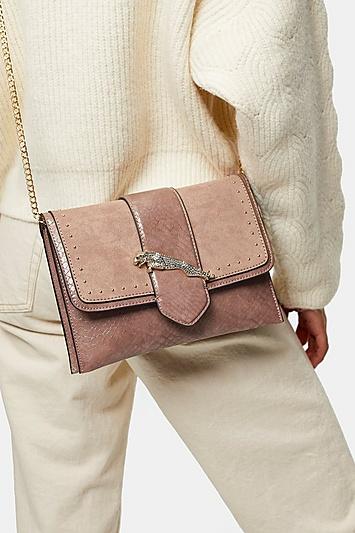 Topshop Leap Nude Leopard Clutch Bag