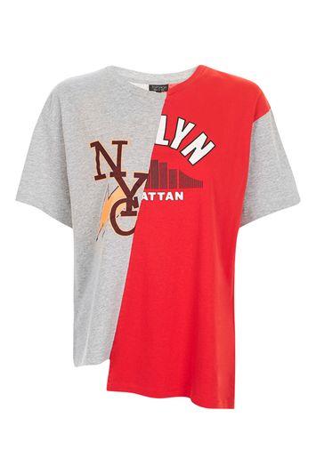 Topshop Petite College Spliced Tee