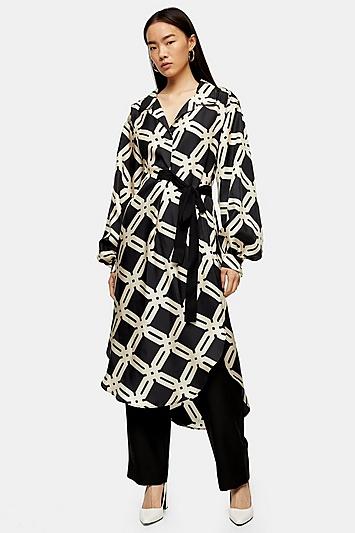 *black And White Printed Peasant Dress By Topshop Boutique
