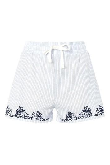 Topshop Oxford Stripe Embroidered Pyjama Shorts