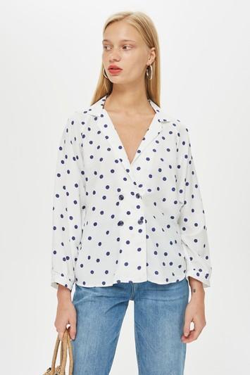 Topshop Tall Spot Button Blouse
