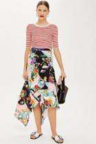 Topshop Floral Print Midi Skirt