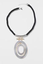 Topshop Mirrored Cut-out Oval And Rope Necklace