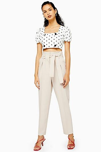 Topshop Tall Stitch Belt Peg Trousers