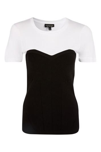 Topshop Corset Detail Knitted T-shirt