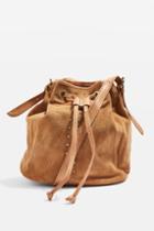 Topshop Tara Studded Suede Leather Bucket Bag