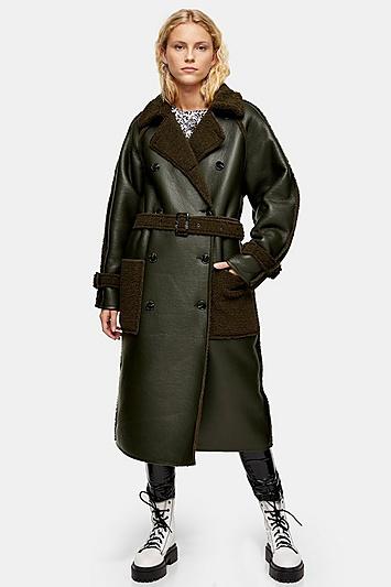 Topshop Idol Reversible Borg Coat