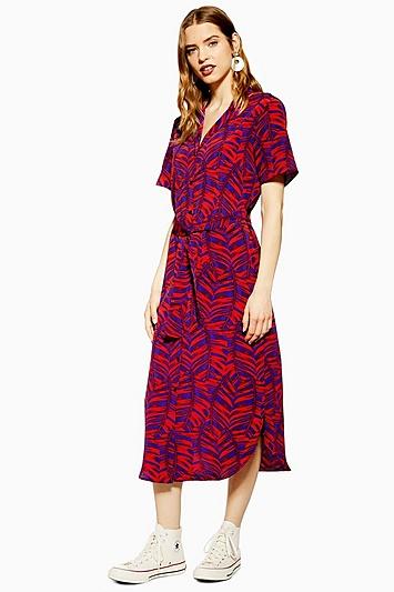 Topshop Palm Print Bowler Dress