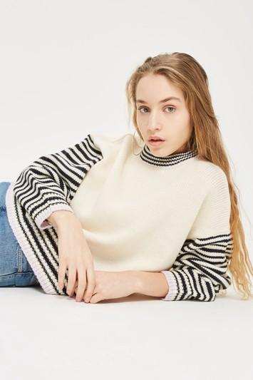 Topshop Whipstitch Striped Jumper