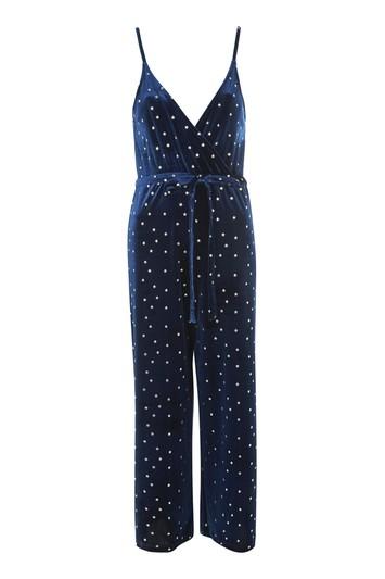 Topshop Star Velvet Wrap Jumpsuit