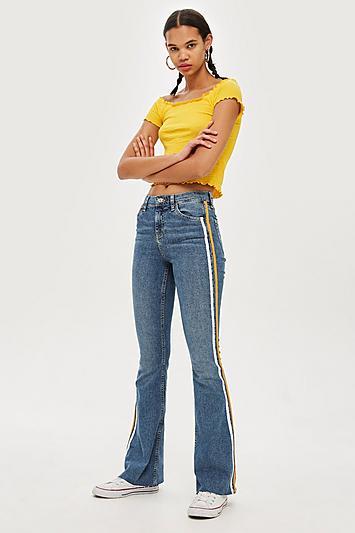 Topshop Moto Side Stripe Jamie Flare Jeans