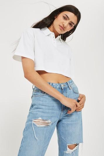 Topshop Cropped Polo Shirt