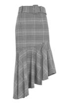 Topshop Check Belted Asymmetric Midi Skirt