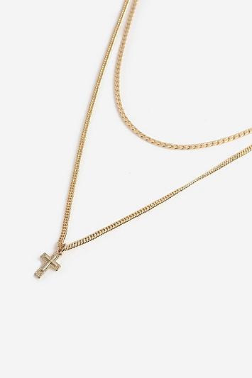 Topshop *mini Cross Multirow Necklace