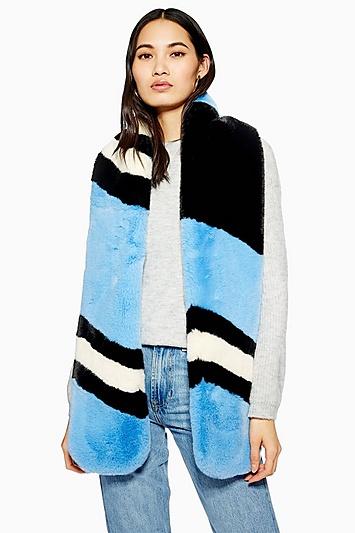 Topshop Graphic Faux Fur Scarf