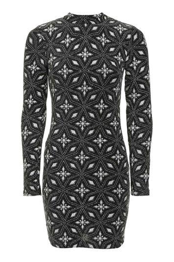 Topshop Petite Glitter High Neck Dress