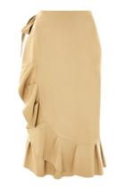 Topshop Tall Cotton Frill Midi Skirt