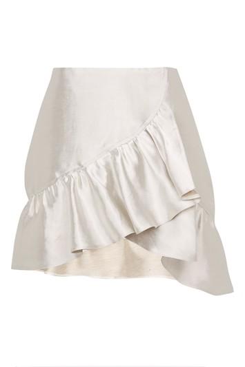 Topshop Petite Metallic Frill Mini Skirt