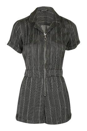 Topshop Linen Zip Short Playsuit