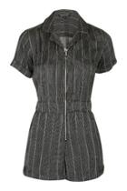 Topshop Linen Zip Short Playsuit