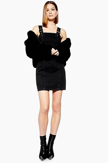 Topshop Buckle Strap Denim Dress