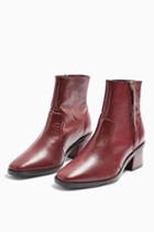 Topshop *wide Fit Margot Leather Burgundy Boots