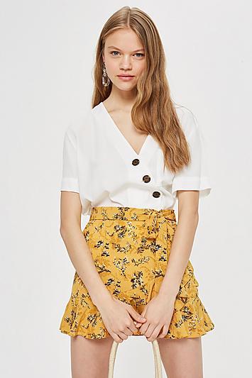 Topshop Tall Ruffle Tie Skirt