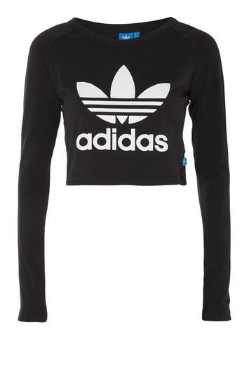 Topshop Cropped Long Sleeve T-shirt By Adidas Originals