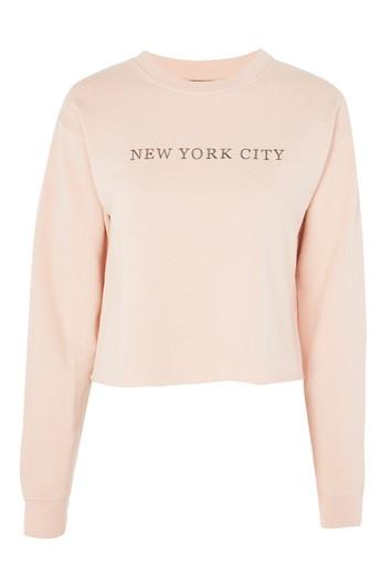 Topshop 'new York City' Slogan Embroidered Sweatshirt