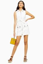 Topshop White Horn Button Denim Dress