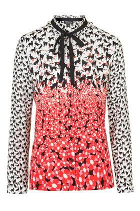 Topshop Printed Tie-neck Shirt