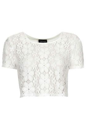 Topshop Pretty Lace Crop Tee