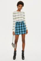 Topshop Circle Buckle Check Mini Skirt