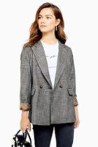 Topshop Petite Salt And Pepper Double Breasted Blazer