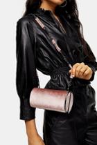 Topshop Rosie Blush Velvet Barrel Bag