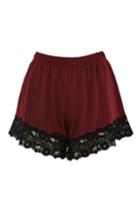 Topshop Satin Jersey And Lace Shorts