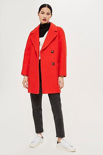 Topshop Seamed Boucle Coat