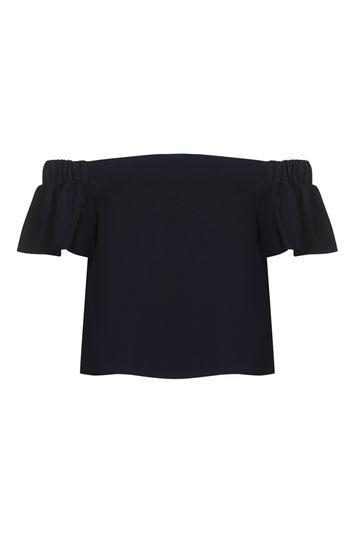 Topshop Petite Woven Bardot Top