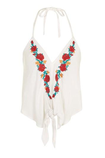 Topshop Embroidered Halterneck Top By Band Of Gypsies