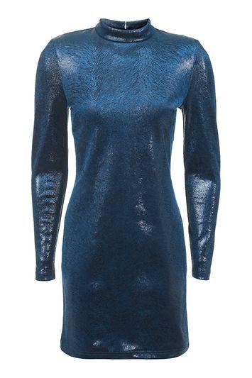 Topshop Wet Look Velvet Shift Dress
