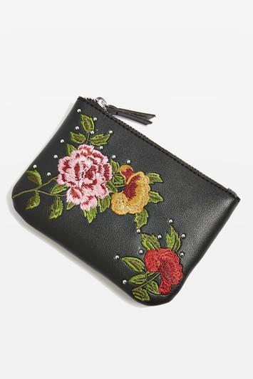 Topshop Safire Floral Print Zip Top Purse