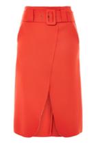 Topshop Belted Curve Wrap Midi Skirt