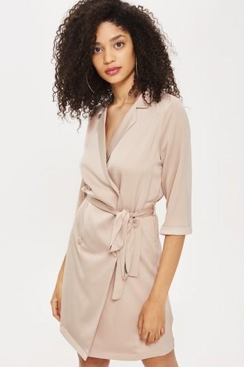 Topshop Tall Waffle Satin Blazer Dress