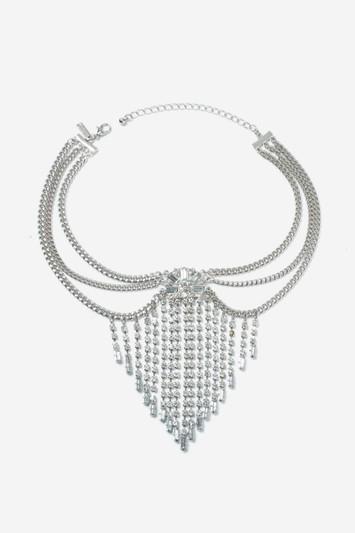 Topshop Drape Chain Crystal Choker Necklace
