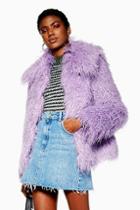Topshop Lilac Mongolian Faux Fur Coat