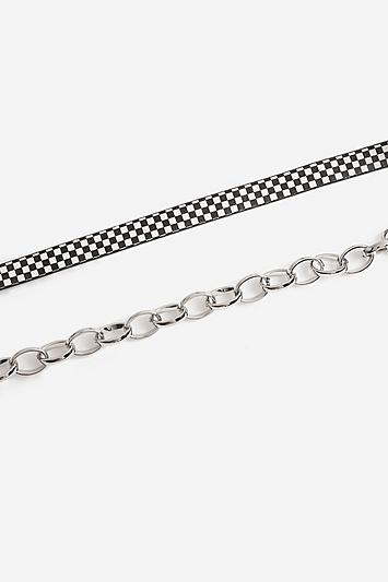 Topshop *chain Checkerboard Choker