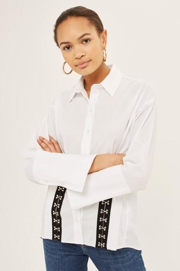 Topshop Eyelet Tape Detail Shirt