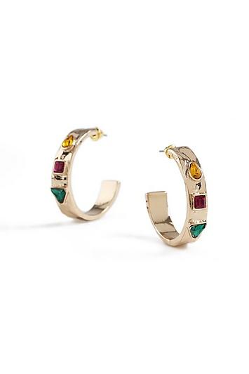 Topshop *irregular Gem Hoop Earrings