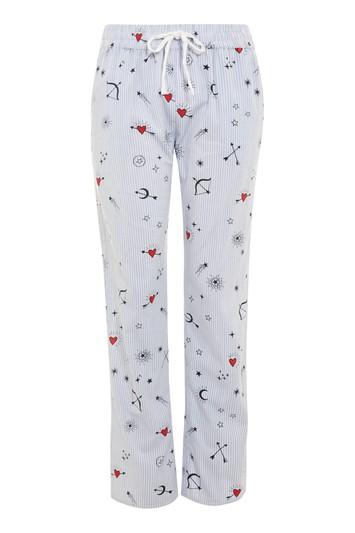 Topshop Stripe Heart Print Trousers