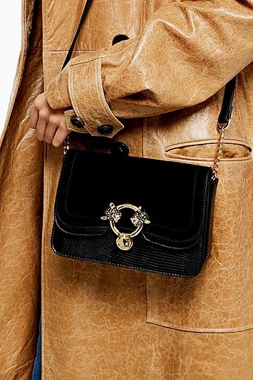 Topshop Double Black Panther Cross Body Bag